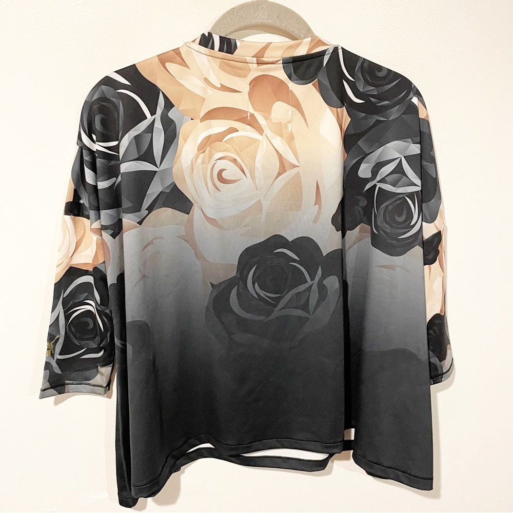 Puma X Careaux Size XS Pink Grey Long Sleeve Floral Roses Active Shirt NEW - Picture 5 of 5